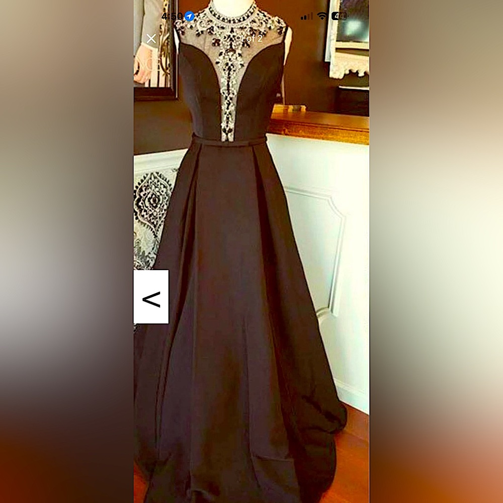 Formal black floor length dress sequin